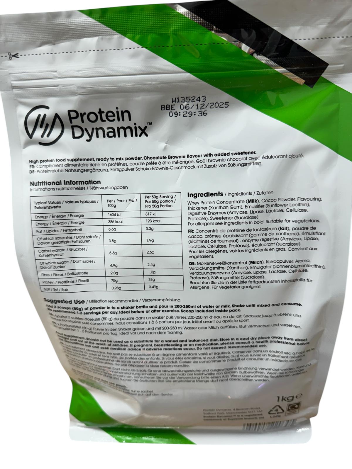 Dynamix chocolate brownie protein, 6 protein bars (picked randomly from multiple delicious flavours) and FREE 500ml shaker 