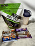 Dynamix chocolate hazelnut protein, 6 protein bars picked from a selection of delicious flavours and a FREE 500ml shaker 