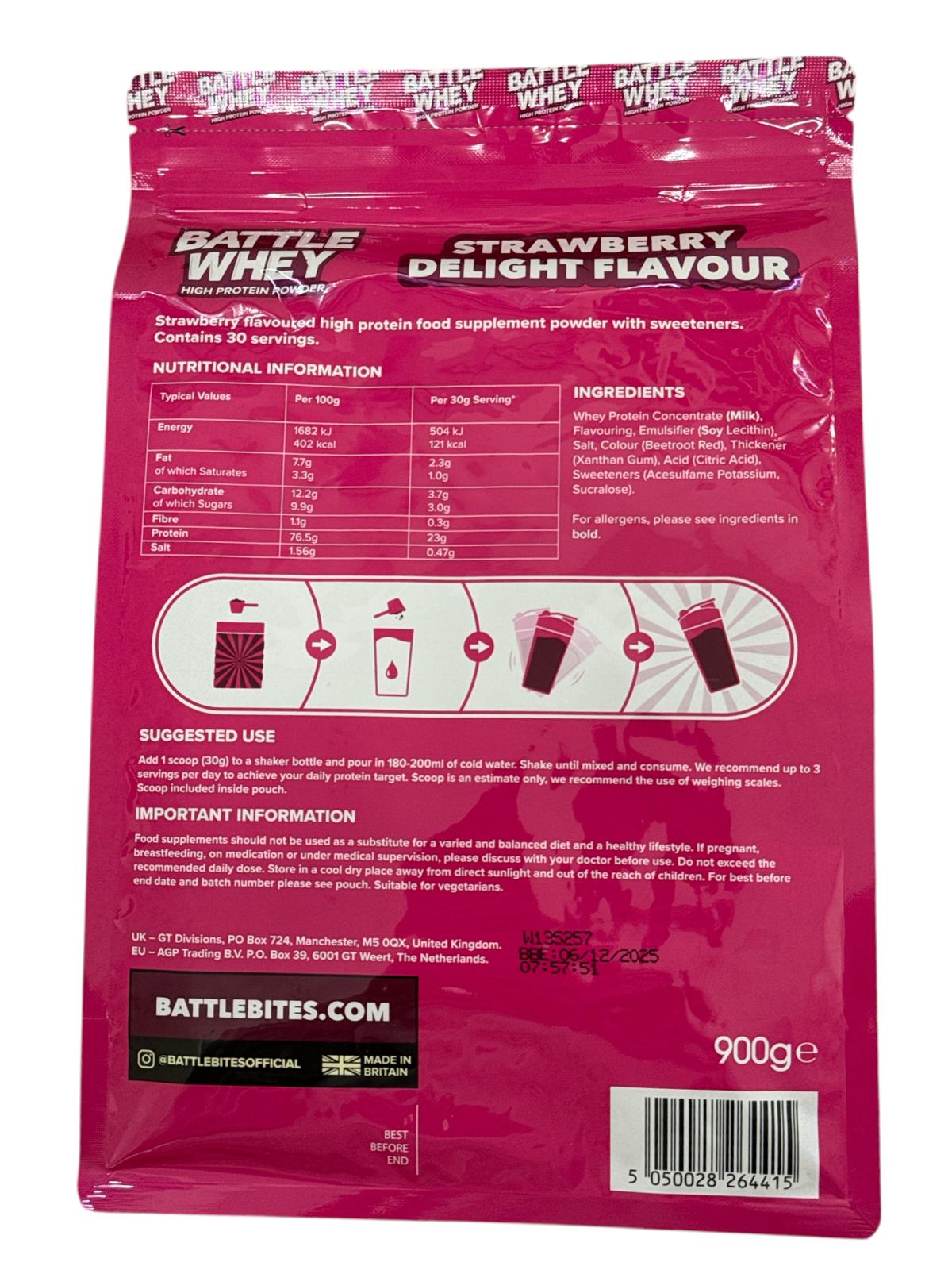 Battle Snacks Battle Whey Strawberry Delight 900g