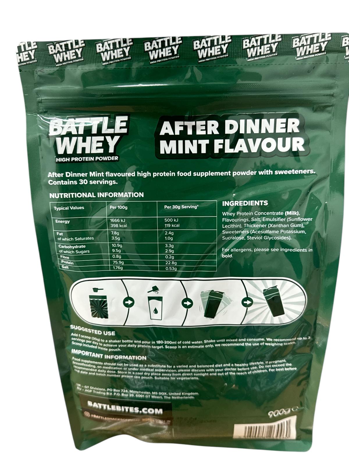 Battle bites after dinner mint protein, 6 protein bars selected from a variety of delicious flavours and a FREE 500ml shaker 