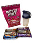 Battle whey strawberry delight protein, 6 protein bars selected from a variety of delicious flavours and a FREE 500ml shaker