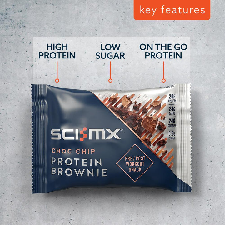 Sci-MX - Protein Brownie - Chocolate Chip - 65g (Price per box of 12)