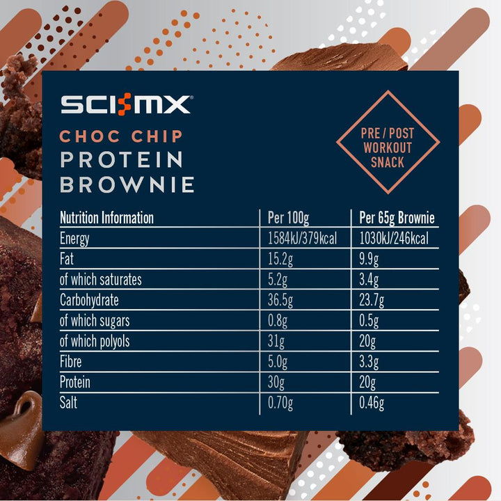 Sci-MX - Protein Brownie - Chocolate Chip - 65g (Price per box of 12)