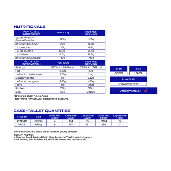 Sci-Mx Ultra Whey - Strawberry - 800g