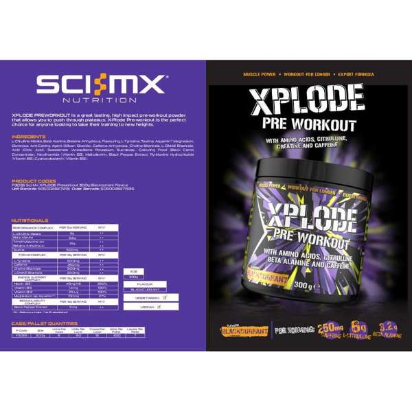 Sci-Mx XPLODE Pre-Workout - Blackcurrant - 300g