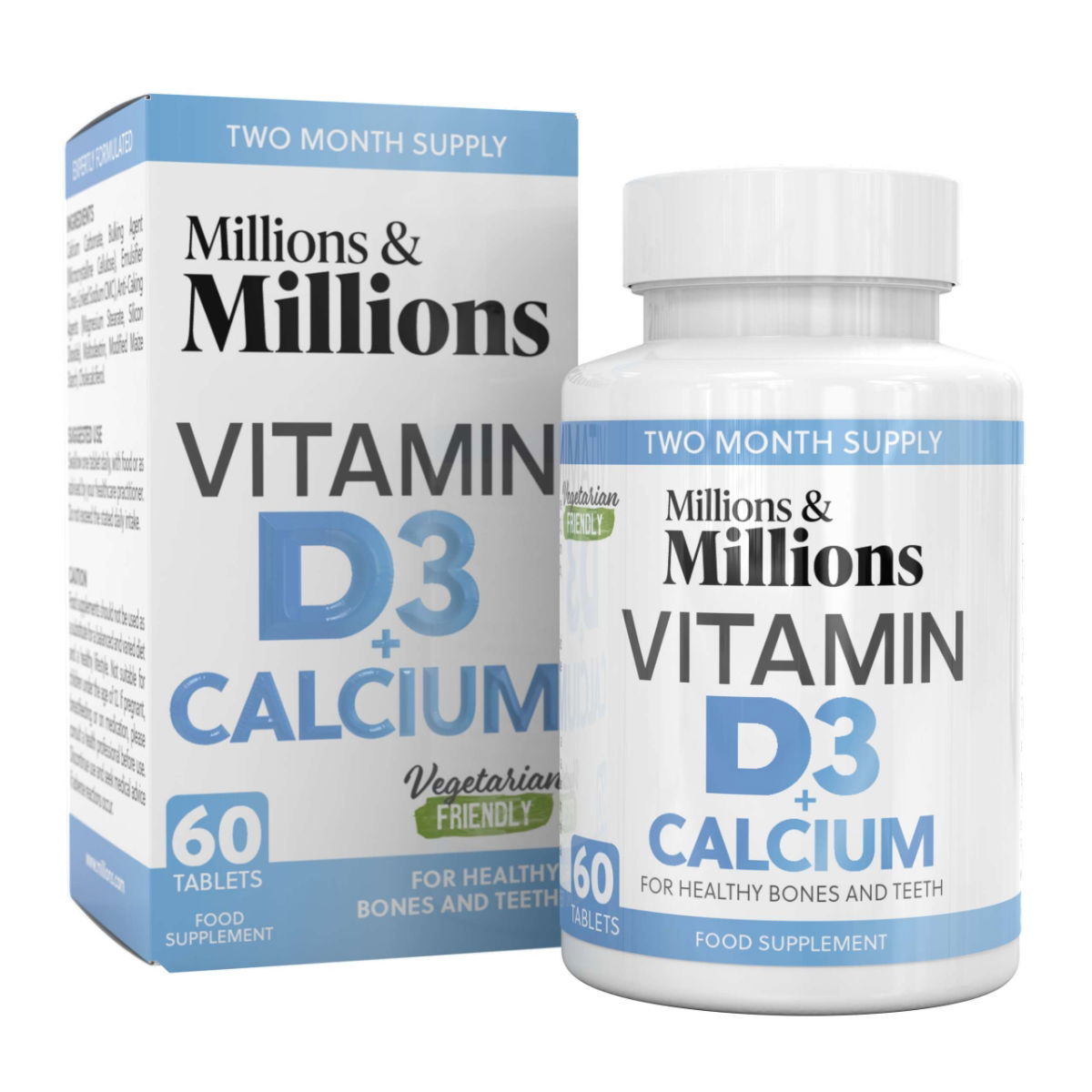 Millions & Millions - Calcium 400mg + Vitamin D3 200iu - 60 Tablets